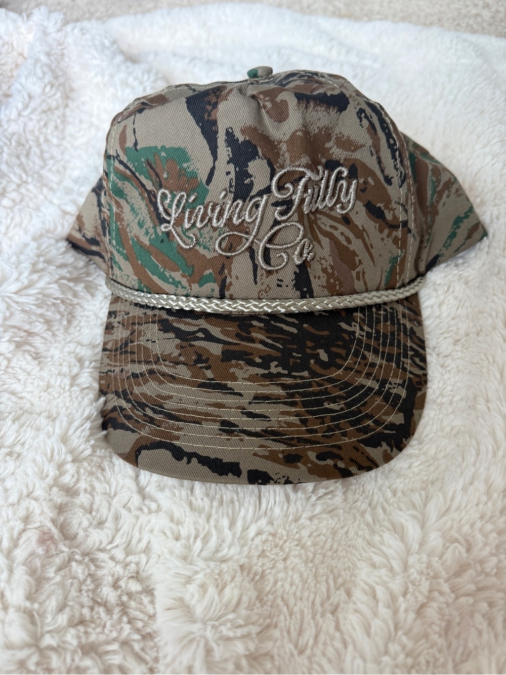 sold out Limited Edition Living Fully Co. Camouflage Rope-Detail hat